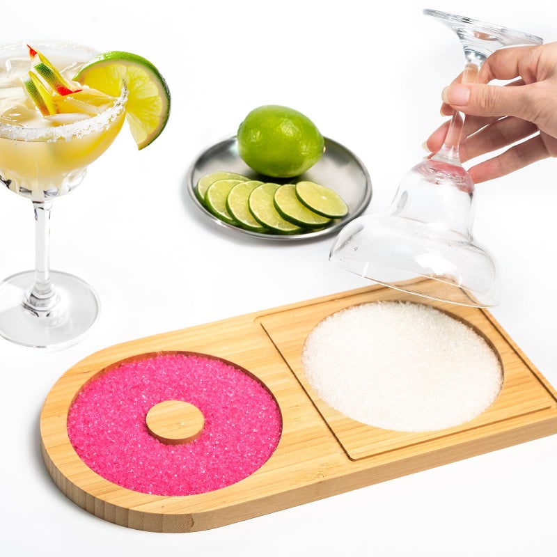 Mugvell Margarita Salt Rimmer Set, Sugar and Salt Rimmer for Cocktails, Bartender Tool with Wood Bamboo Glass Rimmer for up to 5.1" Rims, Essential Margarita Set for Party Bar Celebration - Image 5