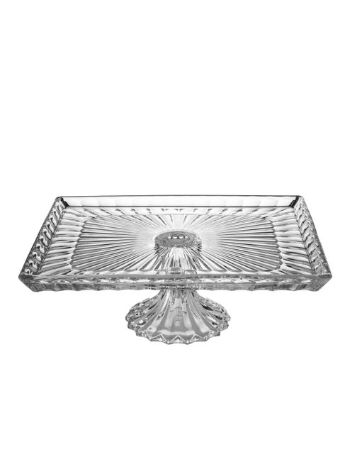 A Multi-Use Glass Serving Dish With A Base For Sweets And Fruits Clear Rectangular Size 31X26X11.5 Cm