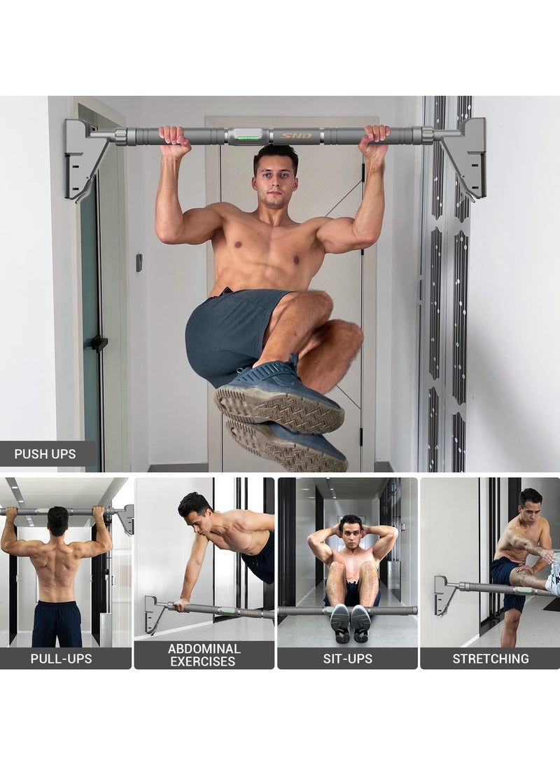 Doorway Pull up Bar, No-Screw Adjustable Chin Up Bar for Door Frame Over the Door Pull Up Bar for Doorway Home Gym Strength Training Bar Horizontal Bar for Exercise