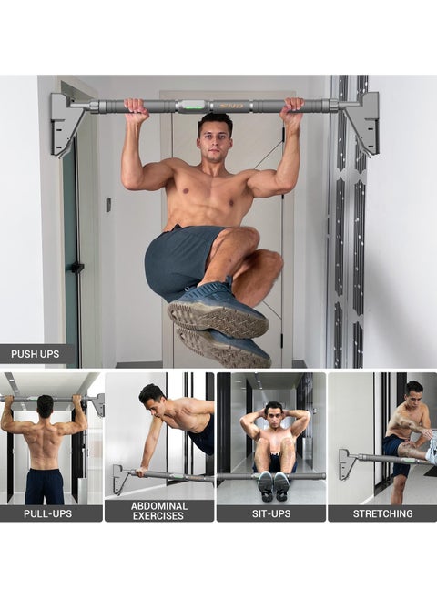 Doorway Pull up Bar, No-Screw Adjustable Chin Up Bar for Door Frame Over the Door Pull Up Bar for Doorway Home Gym Strength Training Bar Horizontal Bar for Exercise