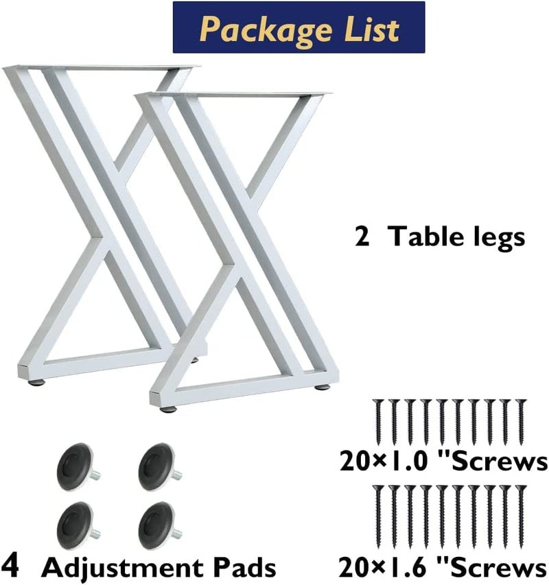 Cartvilla CARTVILLA Metal Table Legs 28Height 177Wide Heavy Duty Desk Legs DIY Furniture Legs for Dining TableCoffee TableOffice Desk White ZShape only Legs - Image 2
