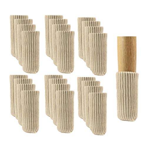 OEEKOI 24 PCS Furniture Leg Knitted Furniture protector - Chair Leg Floor Protectors for Avoid Scratches, Furniture Leg Socks for Moving Easily and Reduce Noise, Beige - Image 1