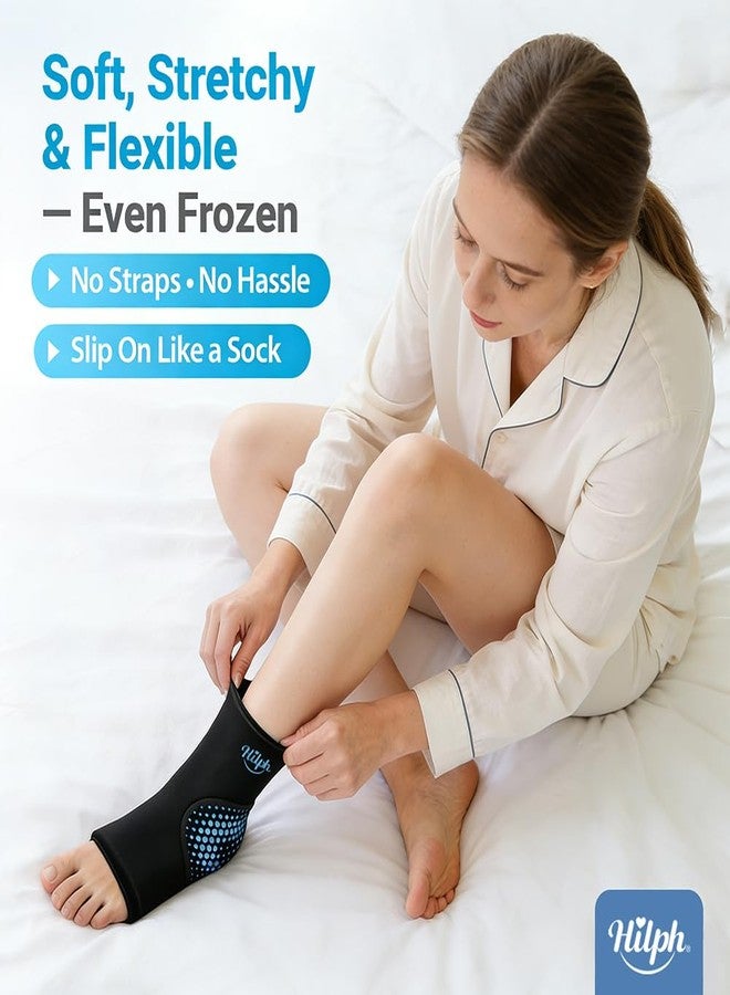 هيلف ضمادة ثلج هيلف للكاحل لتخفيف التورم مع كرة تدليك للقدم، ضمادة ثلج للقدم بتصميم جل سميك وغير ملحوم، كمادة ثلج باردة لتخفيف آلام الكعب، التهاب وتر أخيل، التهاب اللفافة الأخمصية - Image 4