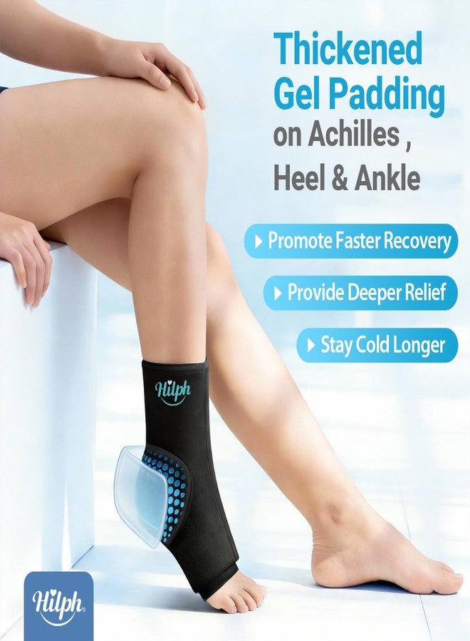 هيلف ضمادة ثلج هيلف للكاحل لتخفيف التورم مع كرة تدليك للقدم، ضمادة ثلج للقدم بتصميم جل سميك وغير ملحوم، كمادة ثلج باردة لتخفيف آلام الكعب، التهاب وتر أخيل، التهاب اللفافة الأخمصية - Image 2