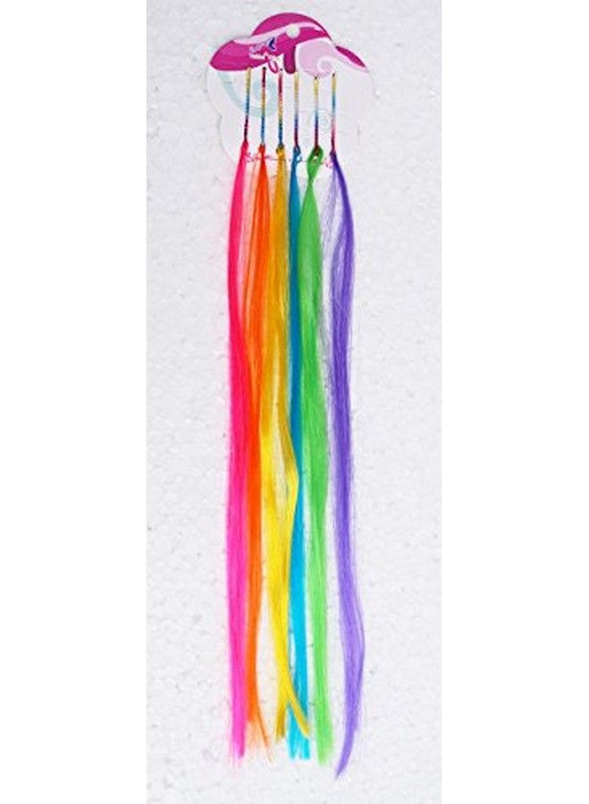 FOK Set Of 6 Colorful Hair Streaks & 15 Pcs Cotton Rubber Bands (Bright) - Image 5