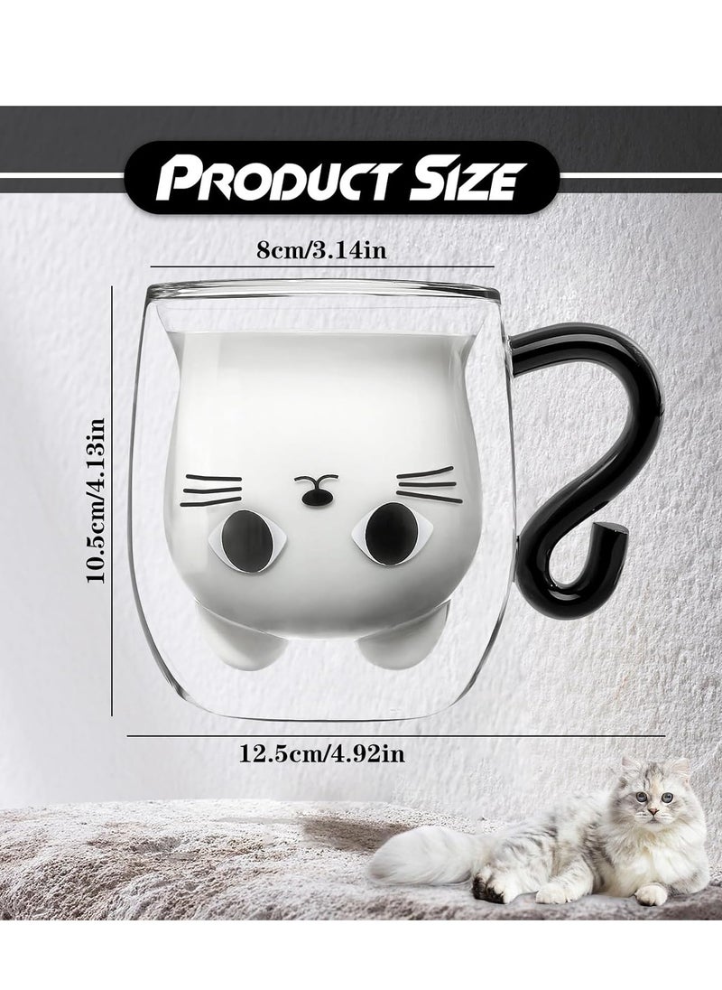 KCDMBUE Double-Walled Cute Cat Glass – 290ml Borosilicate Coffee Mug with Handle & Spoon for Latte Macchiato, Cappuccino, Tea, and More  - Image 3