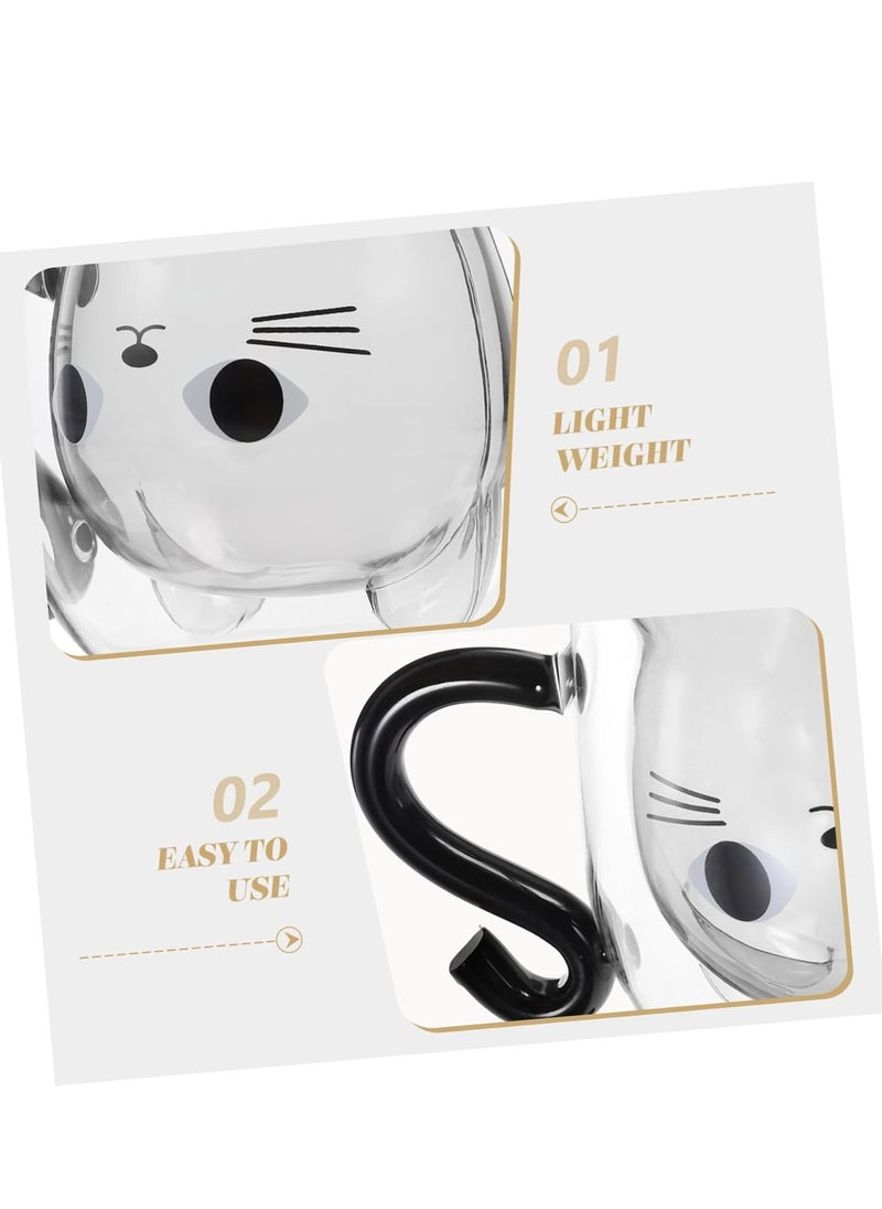 KCDMBUE Double-Walled Cute Cat Glass – 290ml Borosilicate Coffee Mug with Handle & Spoon for Latte Macchiato, Cappuccino, Tea, and More  - Image 5