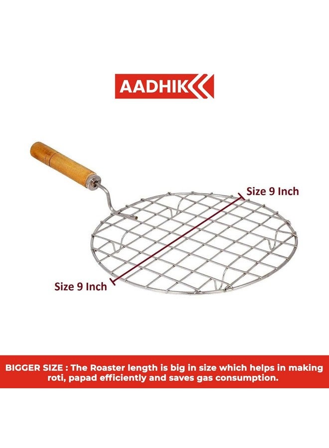 AADHIK AADHIK Papad Jali Roast, Paneer Grill, Roti Maker, Barbeque Round Jali Roaster Chapati Toast Grill Wooden Handle Vegetable tandoor net, Baigan Bharta  - Image 4