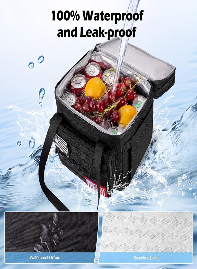 DOLOPL صندوق غداء DOLOPL للرجال، حقيبة غداء معزولة قابلة للتمدد باللون الأسود للرجال/النساء، حقيبة غداء تبريد كبيرة تكتيكية مانعة للتسرب ومقاومة للماء بسعة 16 لترًا مع حزام كتف قابل للتعديل للاستخدام في الهواء الطلق والنزهات والمكتب - Image 5