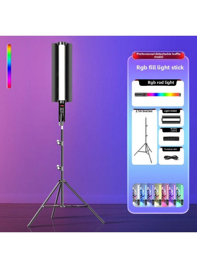 إسكدنيا Rgb Photography Fill Light Handheld Led Fill Light Rod Outside Shot Light Indoor And Outdoor Night Scene Color Video Portable-Specifications:【lighten Up⭐16000lm】 Baffle·rgb Fill Light Stick+ 2m Light Stand+remote Control - Image 1