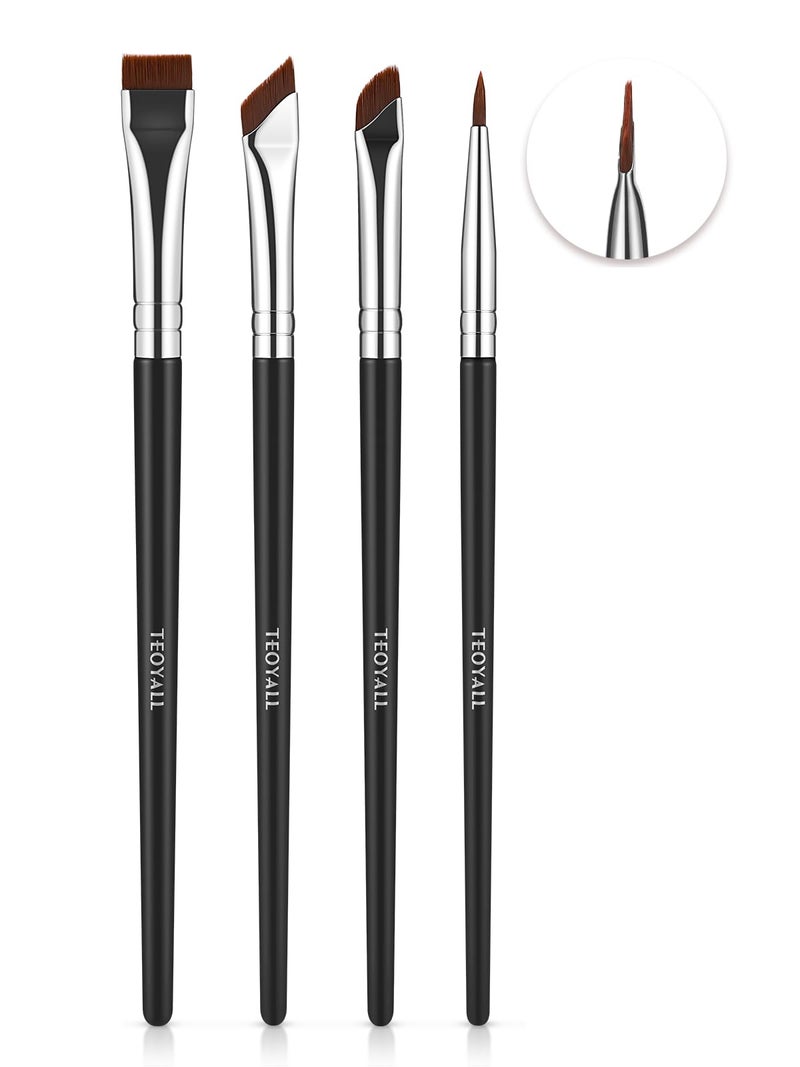 TEOYALL Eyeliner Brush Set, 4 PCS Ultra Thin Slanted Angled Precision Fine Point Eyeliner Brush, Flat Eyebrow Brush - Image 1