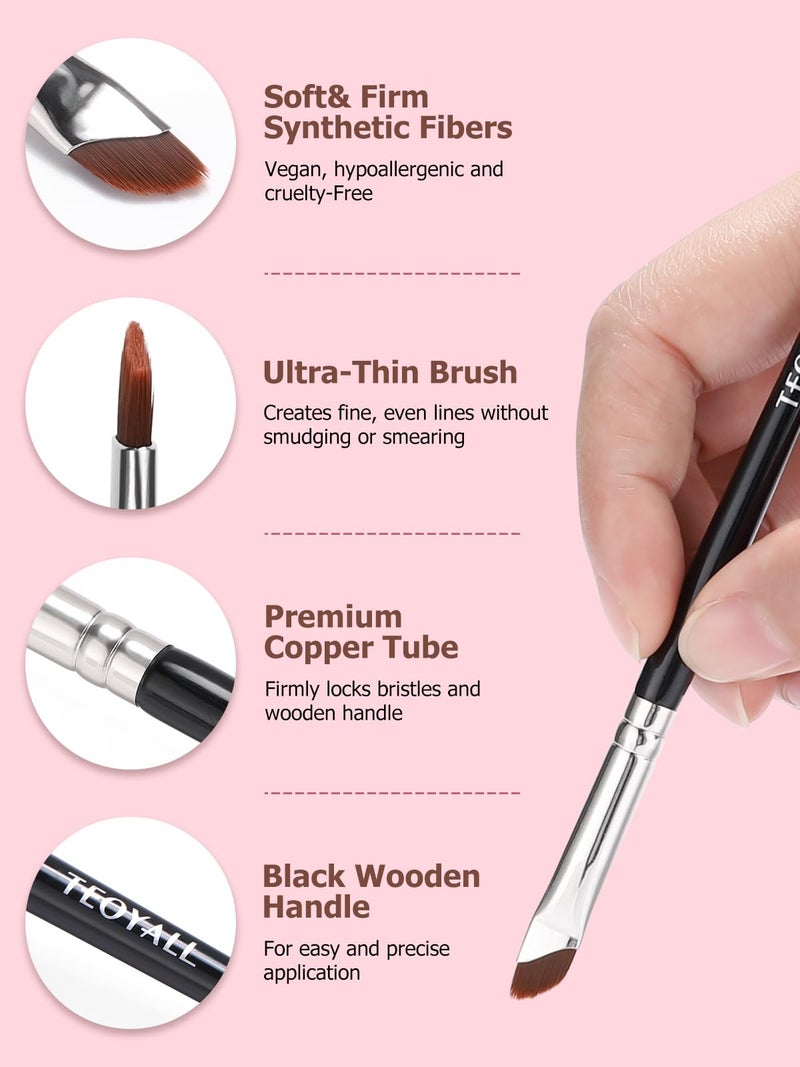 TEOYALL Eyeliner Brush Set, 4 PCS Ultra Thin Slanted Angled Precision Fine Point Eyeliner Brush, Flat Eyebrow Brush - Image 3