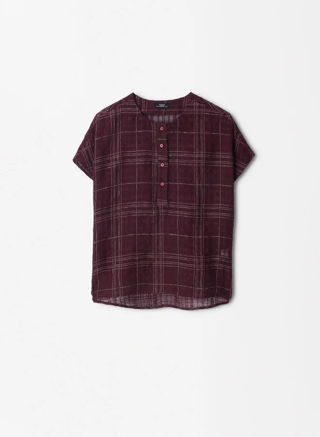 PARFOIS Checked Shirt With Linen