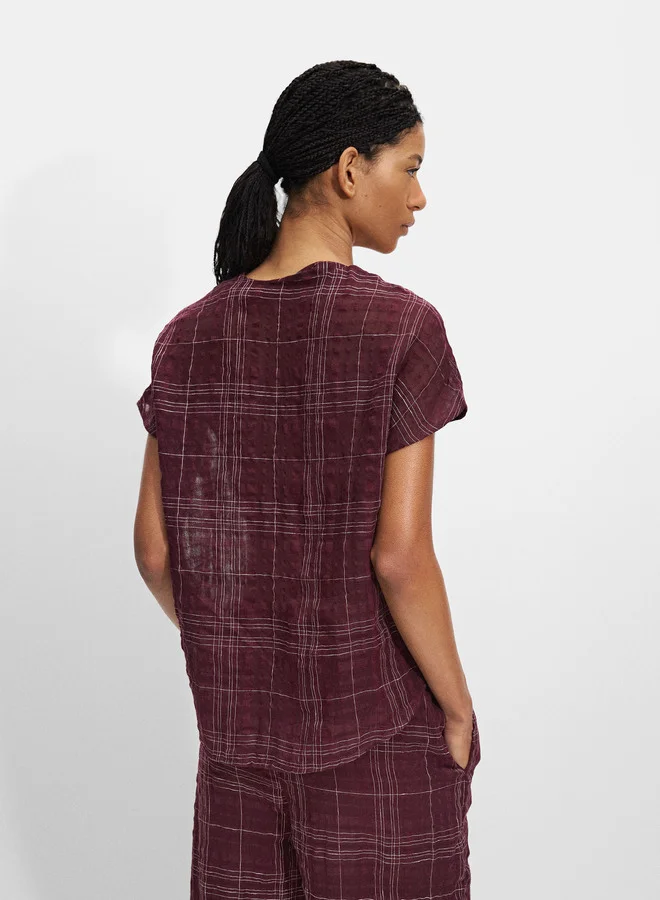 PARFOIS Checked Shirt With Linen