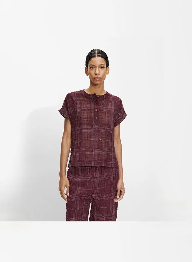 PARFOIS Checked Shirt With Linen