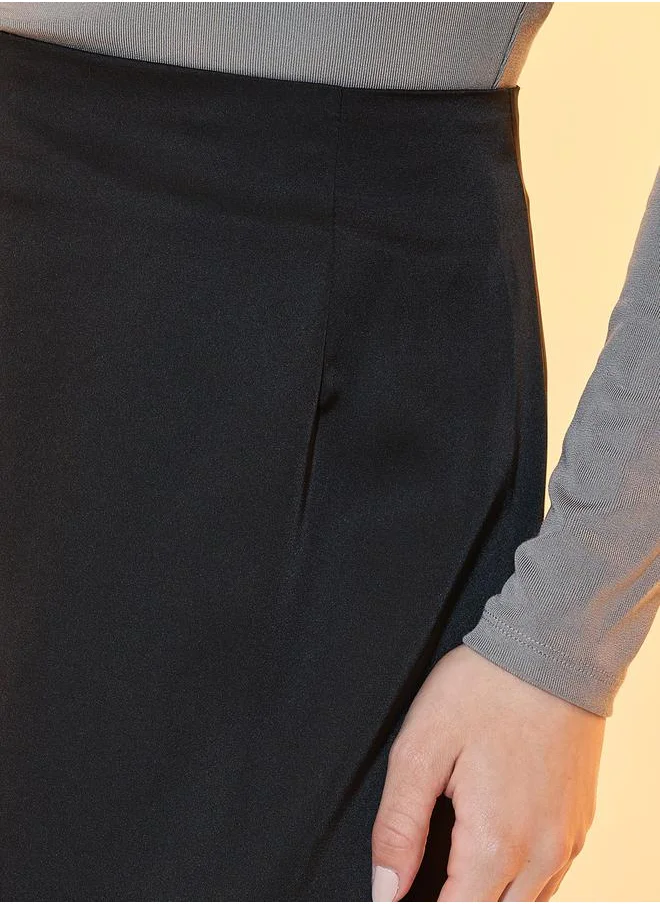 Styli Solid Satin A-Line Maxi Skirt