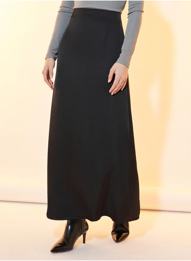 Take Two Solid Satin A-Line Maxi Skirt  - Image 2