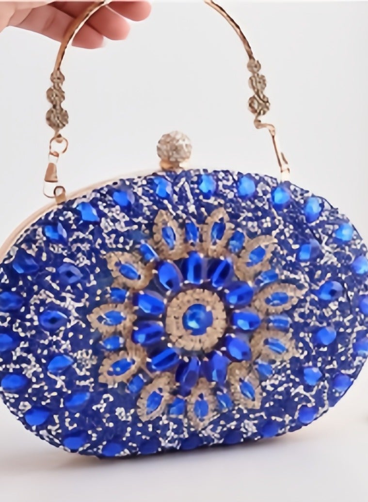 حقيبة يد سهرة مزينة بالكريستال على شكل زهرة عباد الشمس - Image 2
