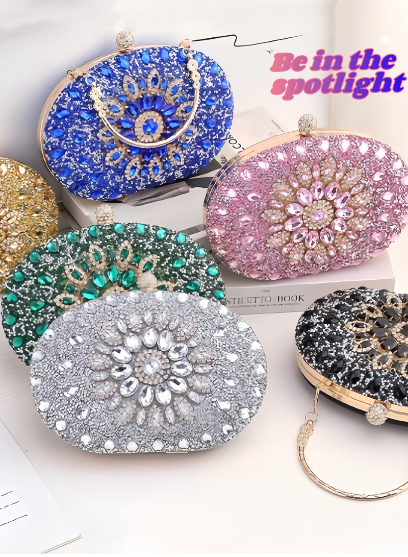 حقيبة يد سهرة مزينة بالكريستال على شكل زهرة عباد الشمس - Image 1