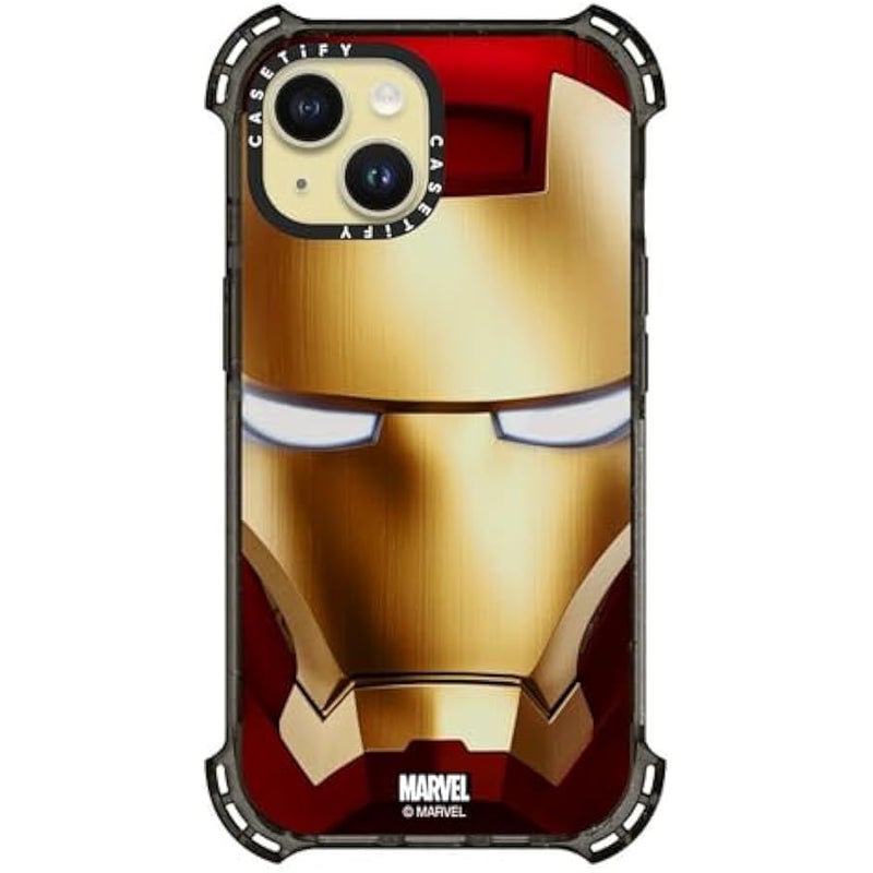 Casetify Bounce iPhone 15 Case 【Iron Man Co-Lab / 6X Military Grade Drop Tested / 21.3ft Drop Protection/Compatible with Magsafe】 - Iron Man Hero Mask - Clear Black - Image 2