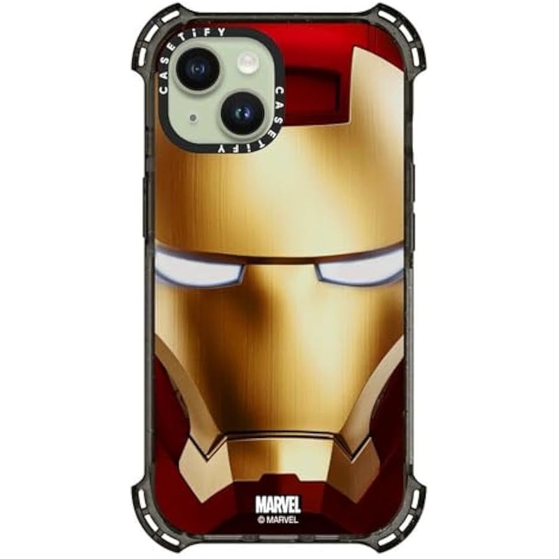 Casetify Bounce iPhone 15 Case 【Iron Man Co-Lab / 6X Military Grade Drop Tested / 21.3ft Drop Protection/Compatible with Magsafe】 - Iron Man Hero Mask - Clear Black - Image 3