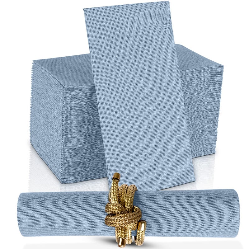 NAPEREE Disposable ClothLike Paper Napkins 200 Pack 12 x 17 LinenFeel Blue Denim Dinner Napkins For Wedding Party Kitchen Or Bathroom Made In USA - Image 3