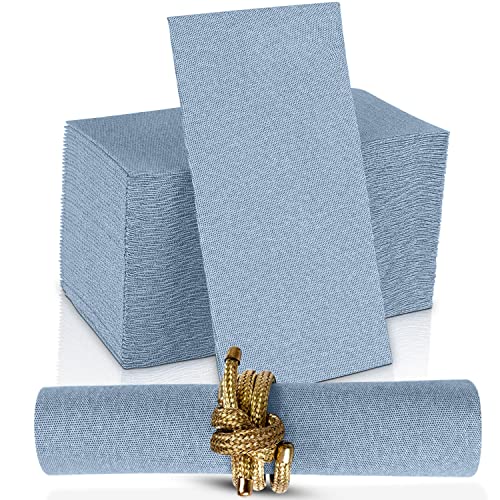 NAPEREE Disposable ClothLike Paper Napkins 200 Pack 12 x 17 LinenFeel Blue Denim Dinner Napkins For Wedding Party Kitchen Or Bathroom Made In USA - Image 2