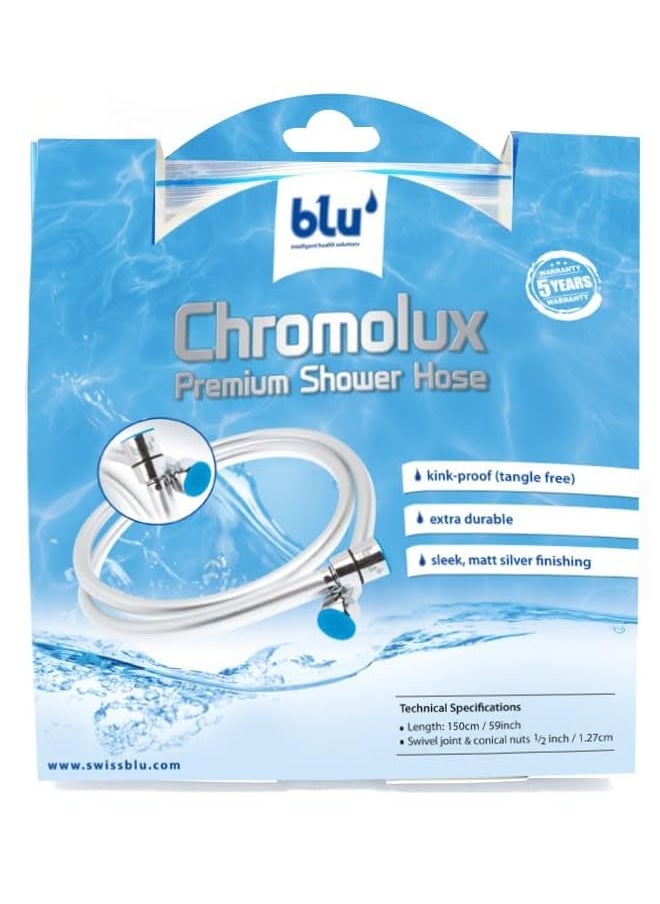 Raxoom Chromolux Shower Hose, Blu Ionic Shower Filter Handheld Shower Hose, 150Cm Long (59 Inch)  - Image 2