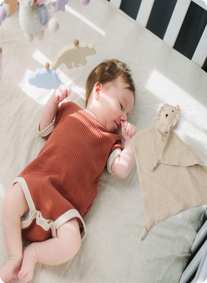Knirose 100% Organic Cotton Muslin Lion Loveys Soft & Breathable Newborn Security Blanket, for Baby Boy Girl, Gender Neutral. Muslin Fabric for Comfortable Sleep & Play, Ideal for Newborns, Toddler - Image 3