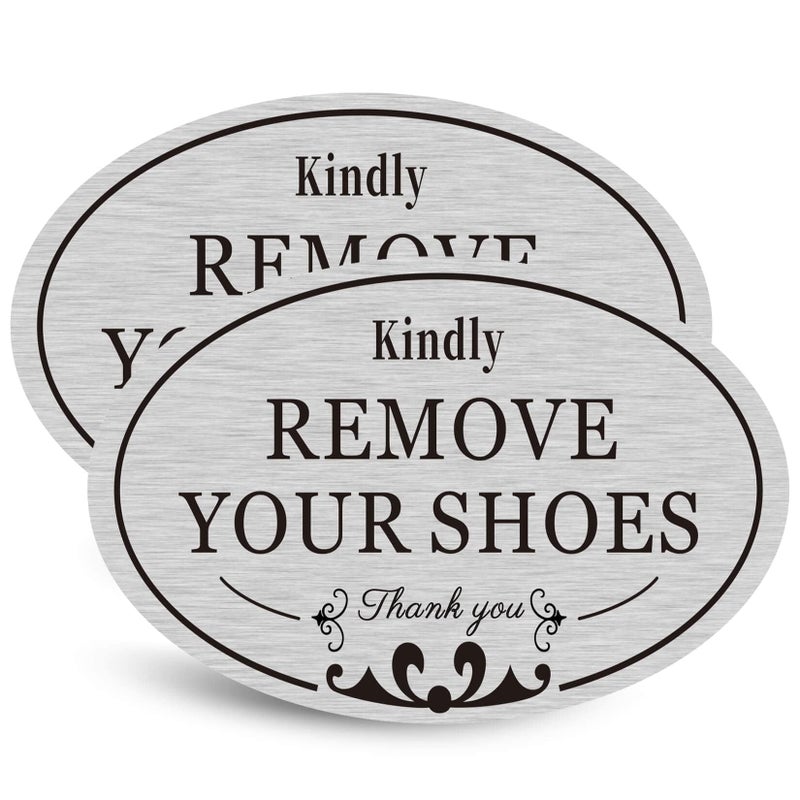 CARGEN 2 PACK Kindly Remove Your Shoes Oval Please Take Off Your Shoes No Shoes Sign Decal Sticker Home House Door Sign 63 x 38