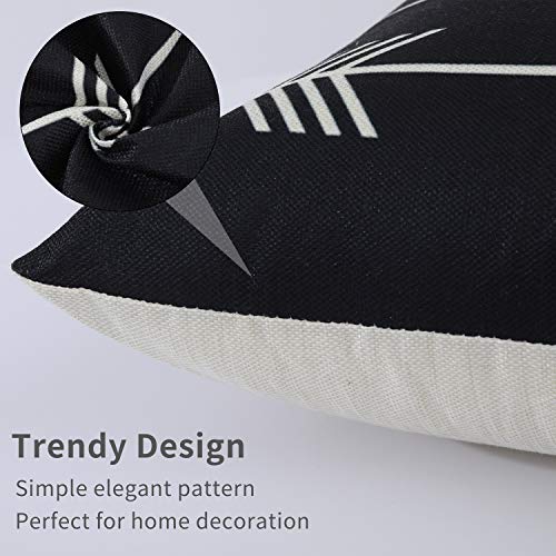 Tosewever Set of 4 Decorative Geometric 18 x 18 Inches Throw Pillow Covers - Modern Pattern Linen Square Pillow Cushion Case for Sofa Couch Bed Home Outdoor Car (18" x 18", Black) - Image 4