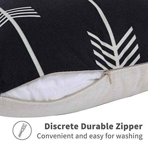 Tosewever Set of 4 Decorative Geometric 18 x 18 Inches Throw Pillow Covers - Modern Pattern Linen Square Pillow Cushion Case for Sofa Couch Bed Home Outdoor Car (18" x 18", Black) - Image 3