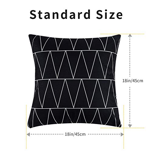 Tosewever Set of 4 Decorative Geometric 18 x 18 Inches Throw Pillow Covers - Modern Pattern Linen Square Pillow Cushion Case for Sofa Couch Bed Home Outdoor Car (18" x 18", Black) - Image 2