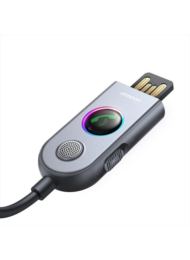 JOYROOM JR-CB6, Bluetooth 5.3 Car Adapter [ENC Noise Cancellation] AUX Bluetooth Receiver for Car 3.5mm Jack Kit with Built-in Microphone Aux Input for Car Speaker/Hands-Free Call/Home Stereo/Wired Headphones - Gray - Image 2