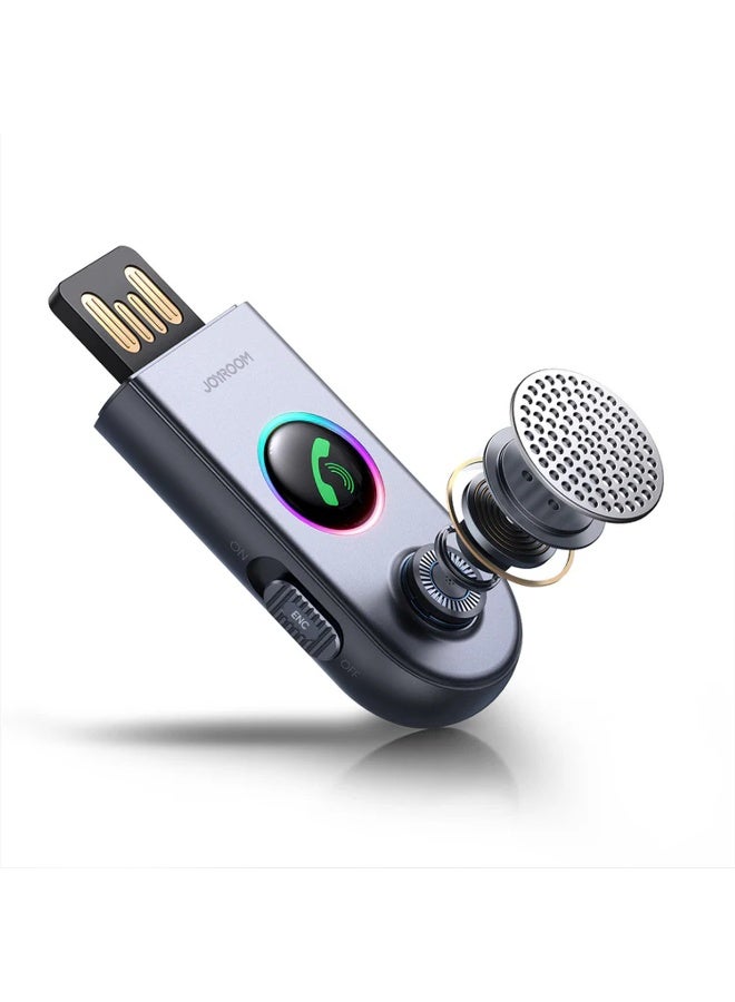 JOYROOM JR-CB6, Bluetooth 5.3 Car Adapter [ENC Noise Cancellation] AUX Bluetooth Receiver for Car 3.5mm Jack Kit with Built-in Microphone Aux Input for Car Speaker/Hands-Free Call/Home Stereo/Wired Headphones - Gray - Image 1