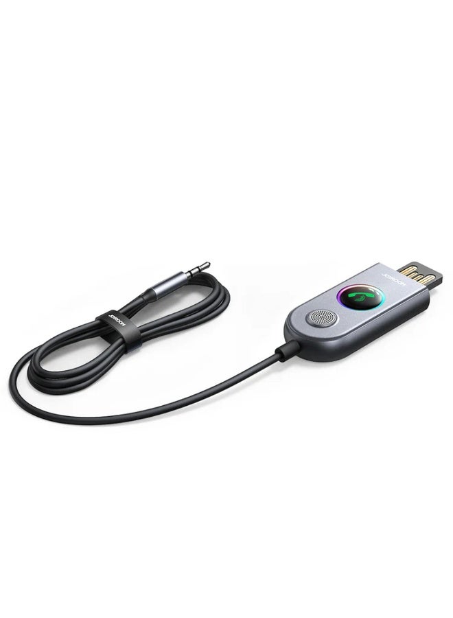 JOYROOM JR-CB6, Bluetooth 5.3 Car Adapter [ENC Noise Cancellation] AUX Bluetooth Receiver for Car 3.5mm Jack Kit with Built-in Microphone Aux Input for Car Speaker/Hands-Free Call/Home Stereo/Wired Headphones - Gray - Image 4