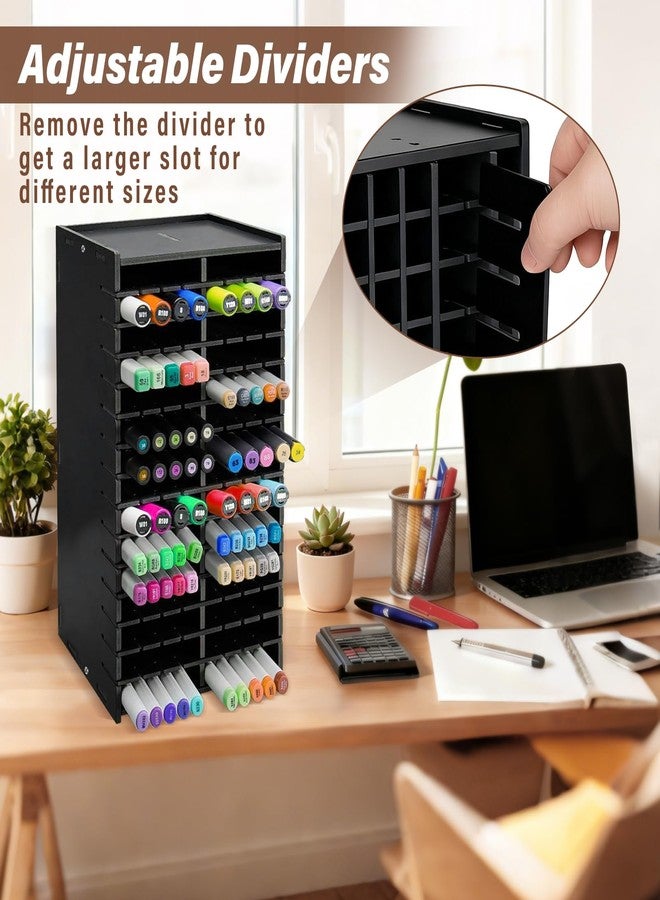 Yrangee Marker Organizer,120-Slots Marker Holder with Adjustable Divider, Desk Marker Storage Organizer for Pens Colored Pencils Art Brushes Home Office Art Room and Classroom - Image 2