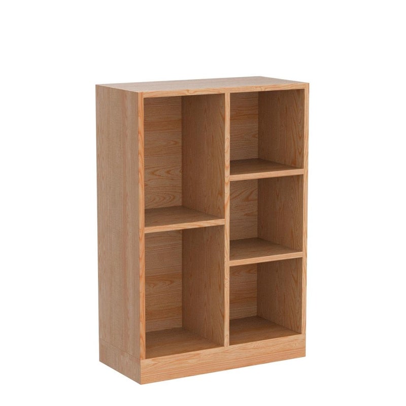 IOTXY Open Shelf Low Bookcase - Wooden 3-Tier Floor Standing Display Cabinet Organizer with Base, 5 Cubes Short Horizontal Bookshelf in Pear Yellow - Image 4
