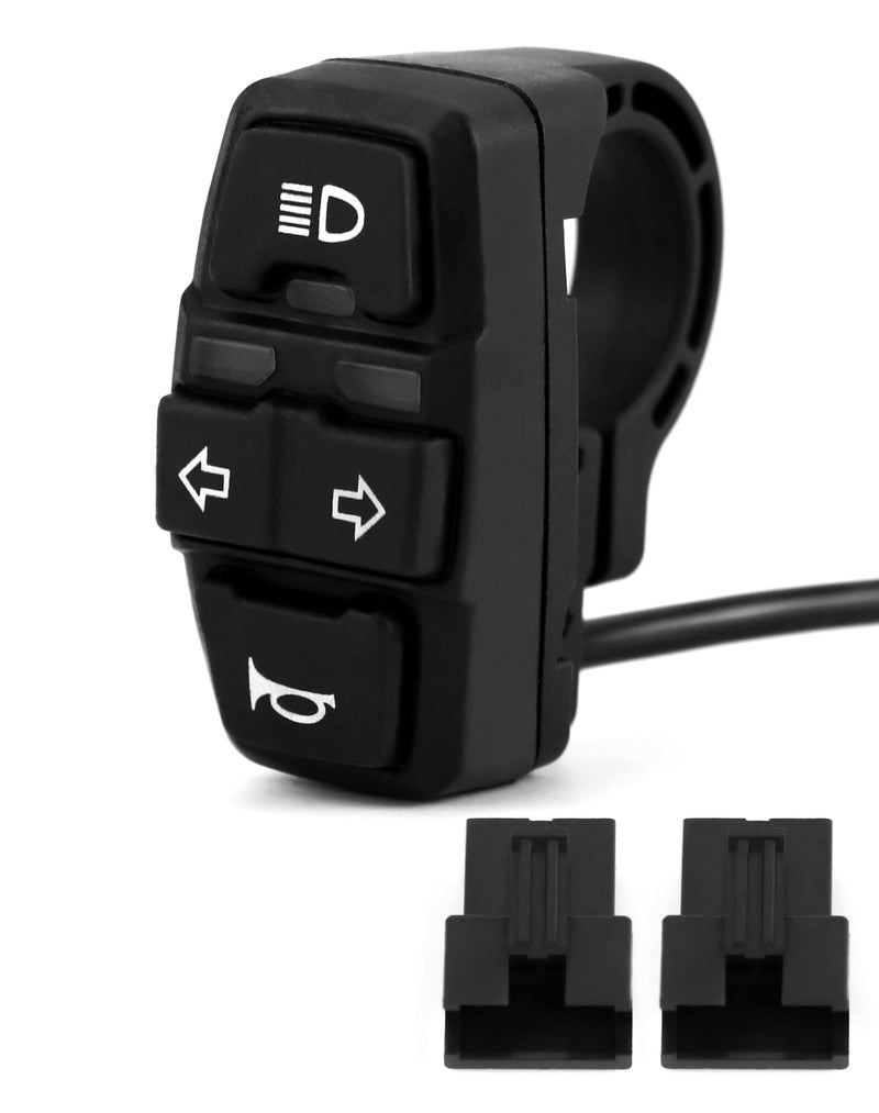 QWORKÂ® 3 in 1 Motorcycle Handlebar Control Switch - Headlight, Turn Signal, Horn Mount on 22mm 7/8 Inch Handlebar for Motorbike, Electric Bike, E-Scooter - Image 1
