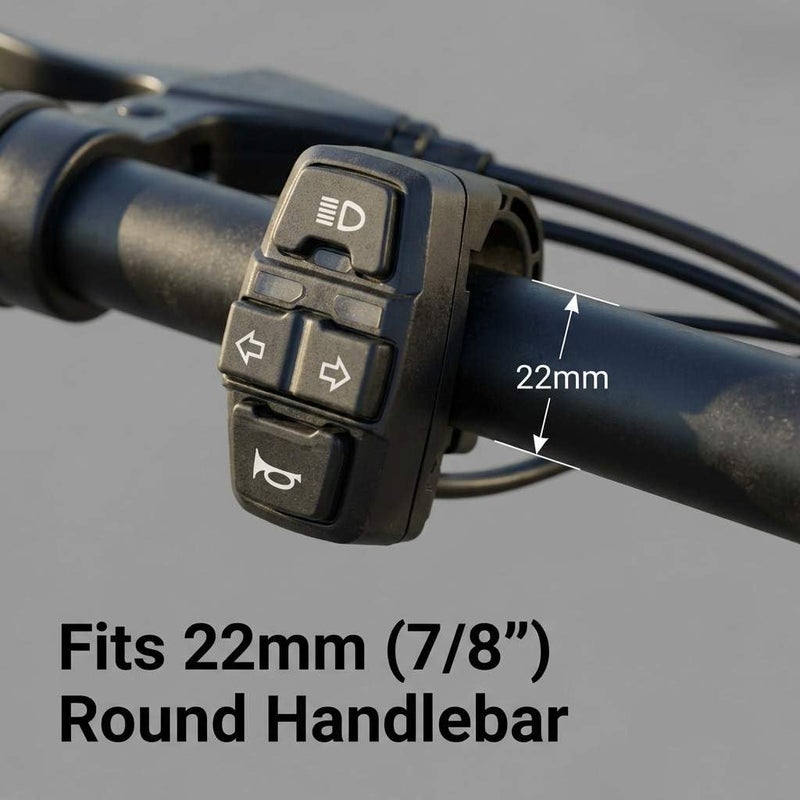 QWORKÂ® 3 in 1 Motorcycle Handlebar Control Switch - Headlight, Turn Signal, Horn Mount on 22mm 7/8 Inch Handlebar for Motorbike, Electric Bike, E-Scooter - Image 5