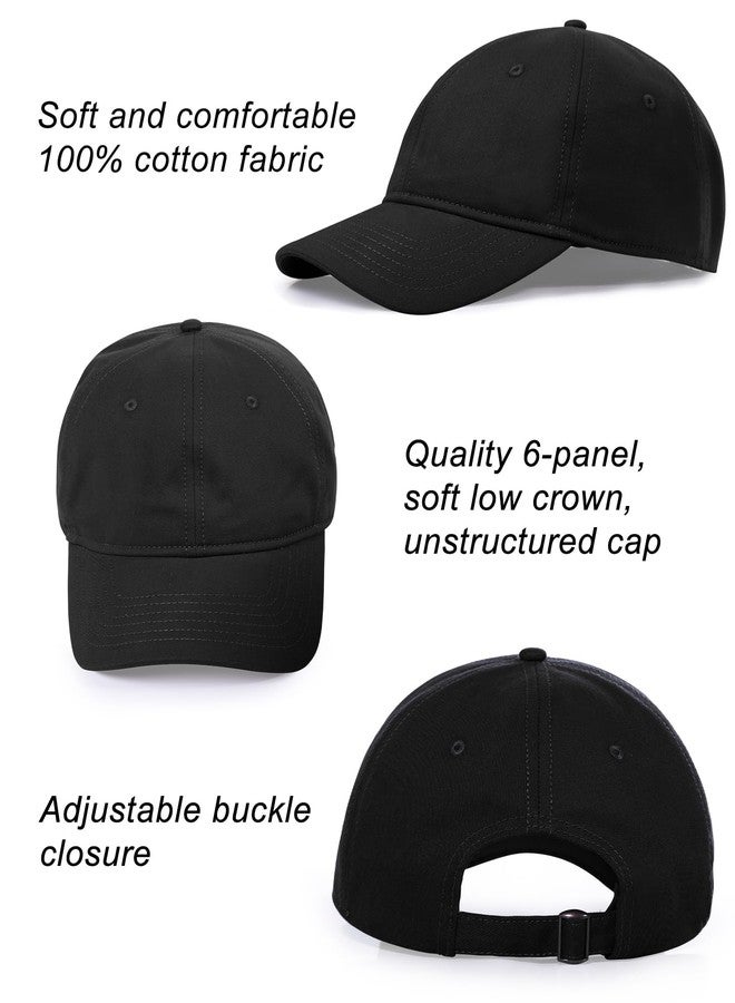 Ztl Oversize XL XXL Baseball Cap for Men Big Heads, Large Cotton Baseball Hat, Unstructured Plain Dad Cap Adjustable 23.5"-26" Black - Image 2