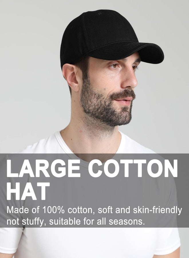 Ztl Oversize XL XXL Baseball Cap for Men Big Heads, Large Cotton Baseball Hat, Unstructured Plain Dad Cap Adjustable 23.5"-26" Black - Image 4