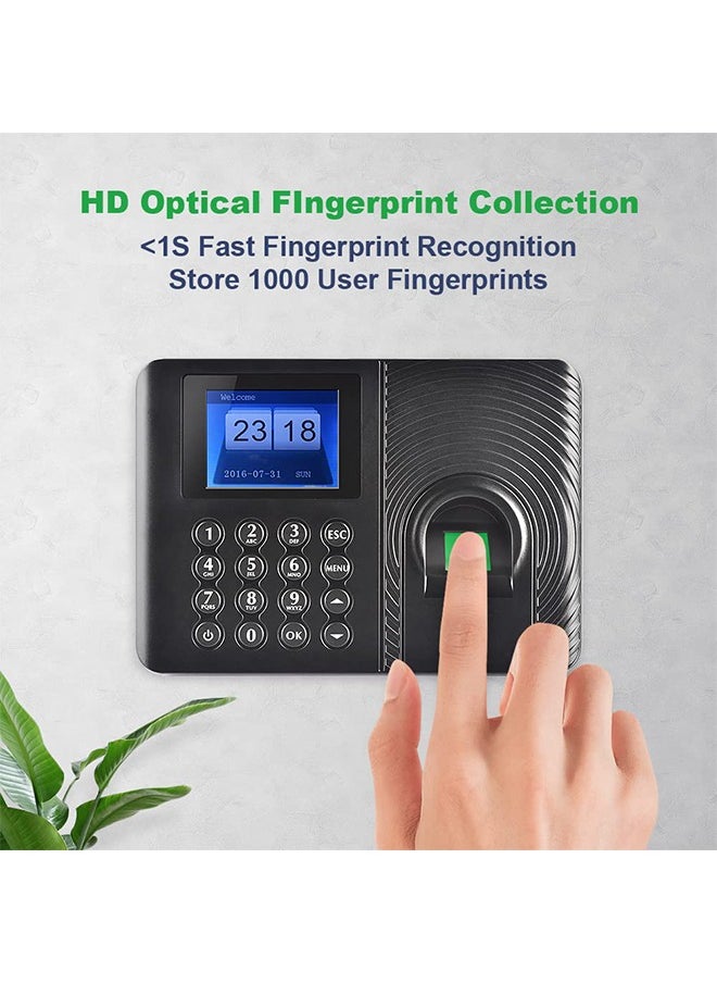 Generic - Intelligent Biometric Fingerprint Password Attendance Machine Employee Checking-in Recorder 2.4 inch TFT LCD Screen DC 5V Time Attendance Clock - Image 1