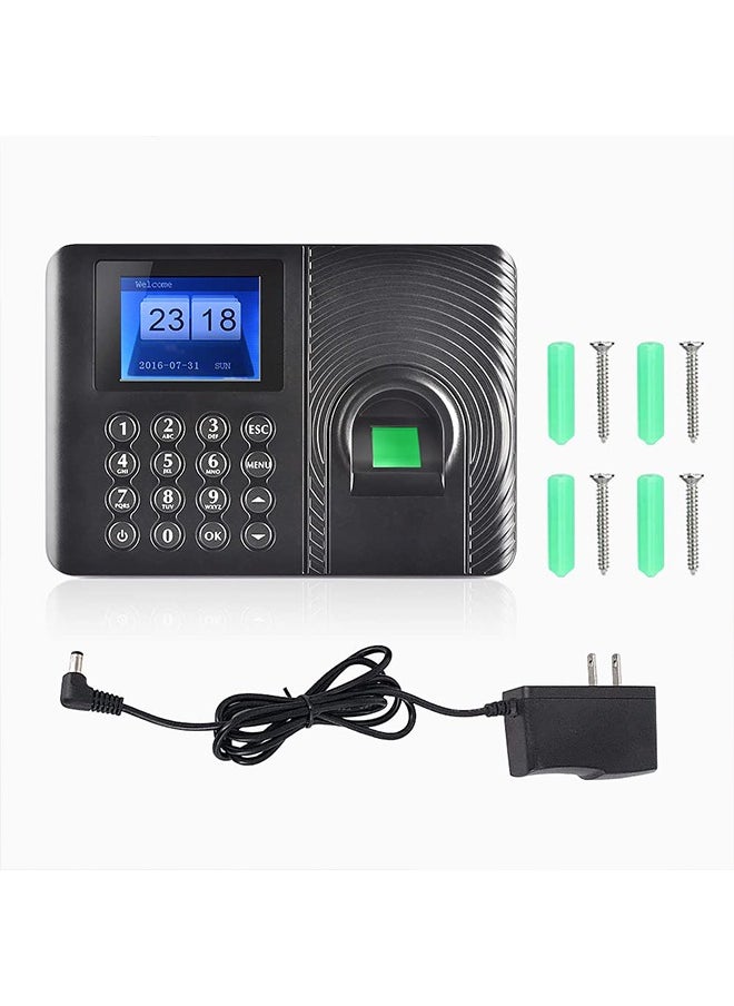 Generic - Intelligent Biometric Fingerprint Password Attendance Machine Employee Checking-in Recorder 2.4 inch TFT LCD Screen DC 5V Time Attendance Clock - Image 1