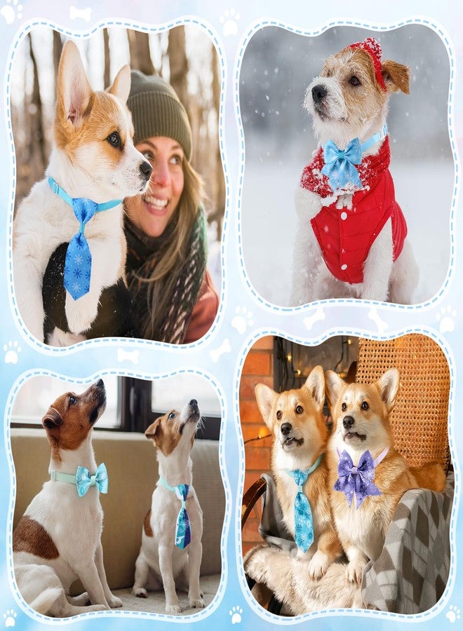 Reginary 100 Pieces Dog Bow Tie Collar Set Include 40 Dog Neckties, and 30 Puppy Bowties, 30 Collar Flowers, Adjustable Pet Ties Grooming for Small Medium Cats Pets Supply(Winter) - Image 5