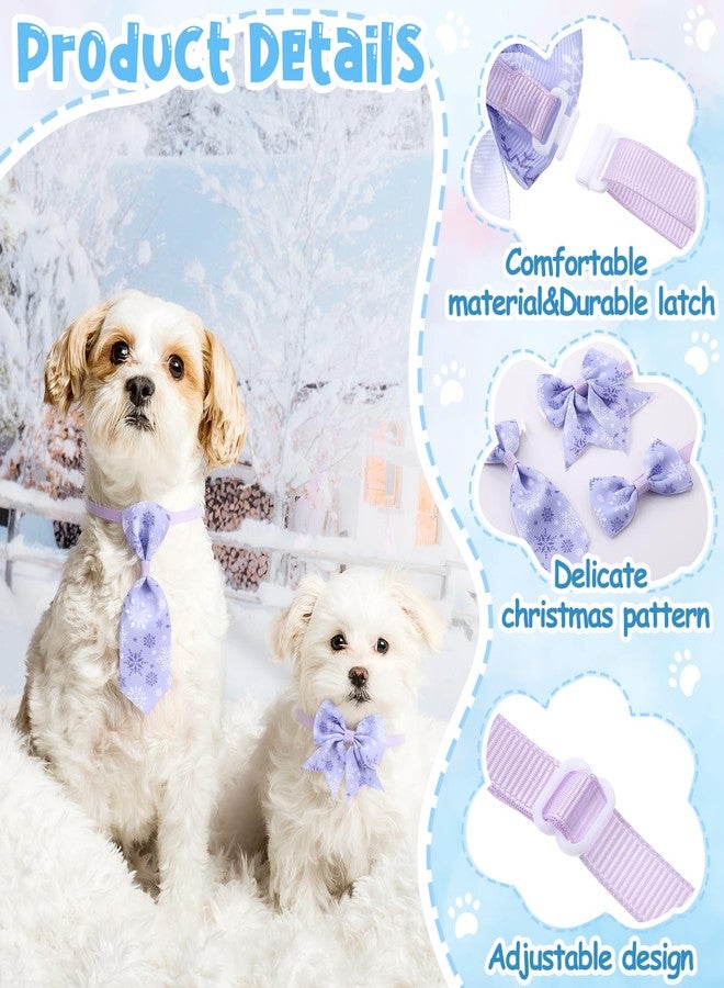 Reginary 100 Pieces Dog Bow Tie Collar Set Include 40 Dog Neckties, and 30 Puppy Bowties, 30 Collar Flowers, Adjustable Pet Ties Grooming for Small Medium Cats Pets Supply(Winter) - Image 3