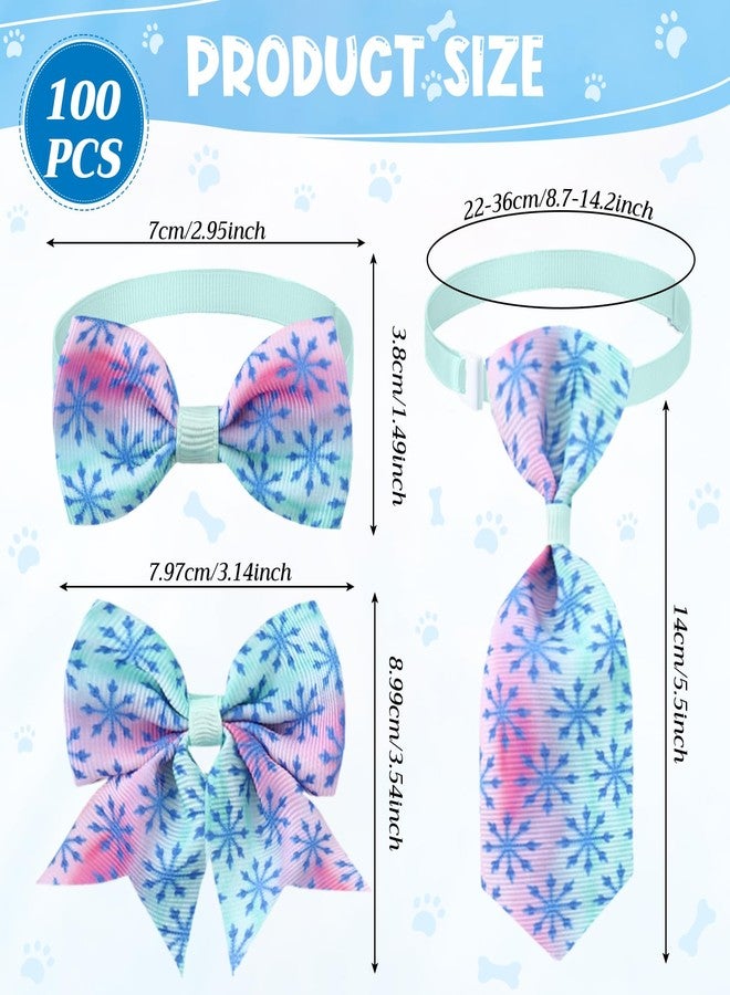 Reginary 100 Pieces Dog Bow Tie Collar Set Include 40 Dog Neckties, and 30 Puppy Bowties, 30 Collar Flowers, Adjustable Pet Ties Grooming for Small Medium Cats Pets Supply(Winter) - Image 2