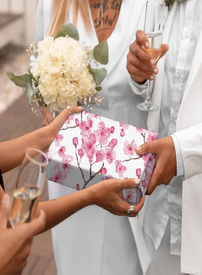 SaringSwoon ورق تغليف هدايا سارينغ سوون مزين بالزهور للنساء والفتيات - ورق تغليف هدايا مزين بزهور مائية وردية اللون مع تصميم أزهار الكرز، مناسب لأعياد الميلاد الربيعية، وعيد الأم، وحفلات الزفاف، وحفلات توديع العزوبية - 28×40 بوصة، 4 أوراق مطوية - Image 3