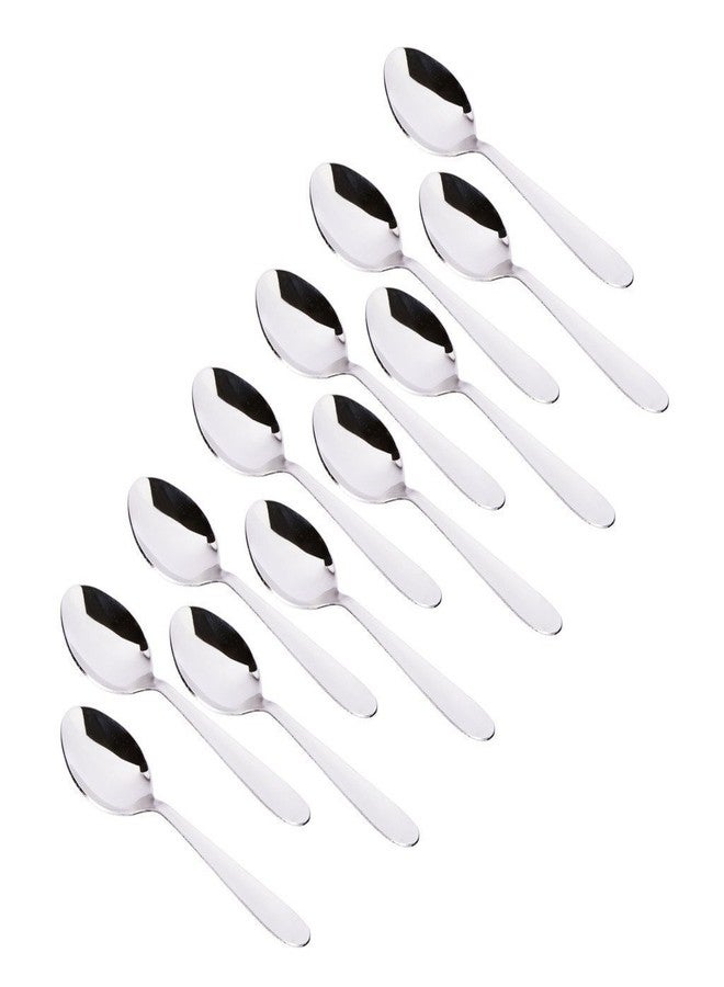 Krishn ROOP Stainless Steel Tea Spoon, 12-Pieces Round Edge (Silver) - Image 1