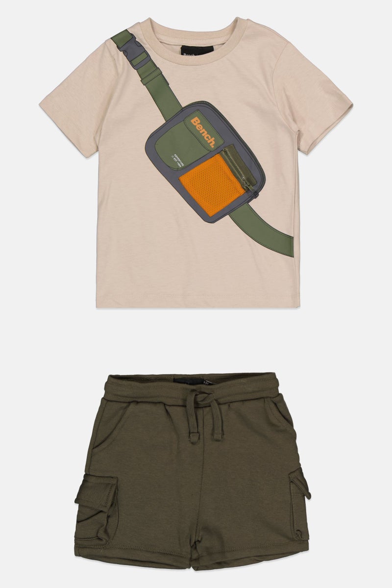 Bench طقم أولاد للأطفال مكون من 2 قطعة بأكمام قصيرة وطباعة جرافيك، متعدد الألوان - Image 2